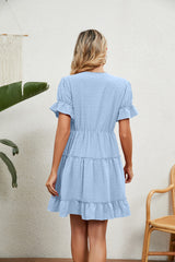 Summer Jacquard V-neck Loose Dress
