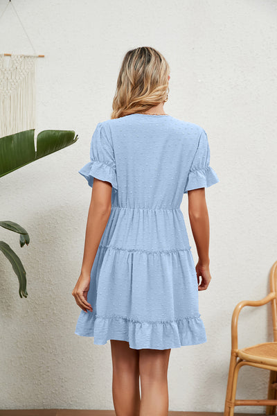 Summer Jacquard V-neck Loose Dress