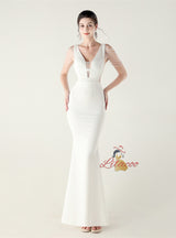 Mermaid V-neck Beading Prom Dress