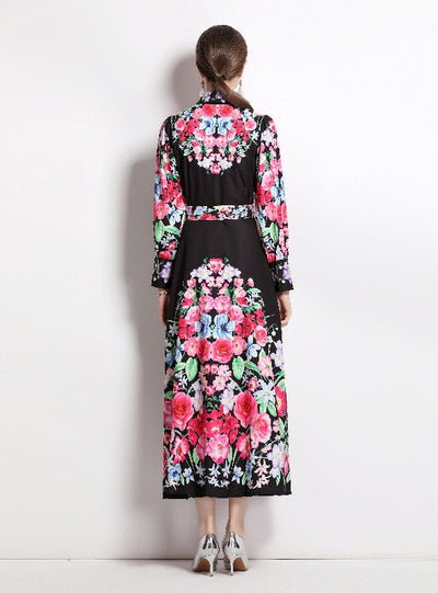 Long Sleeve Holiday Printed Shirt Dress