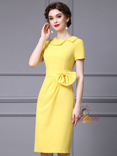 Yellow Bow Mother Of The Bride Dress