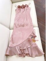 Pink Spaghetti Straps Prom Dress