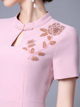 Red Short Sleeve Beading Mother Of The Bride Dress