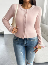Slim Cardigan Long Sleeves Buttons Sweater