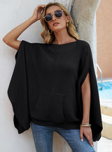 Loose Bat Sleeve Shawl Sweater