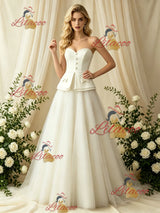 Ivory Tulle Strapless Bow Wedding Dress