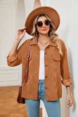 Solid Color Button Long Sleeve Loose Coat
