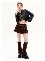 Pu Leather Short Lapel Jacket Coat