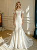 White Mermaid Lace Scoop Neck Wedding Dress