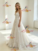White Tulle Lace Appliques Wedding Dress