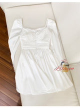 White Long-sleeved Mid-length Dress