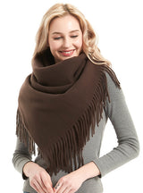 Bristle Solid Color Tassel Square Scarf