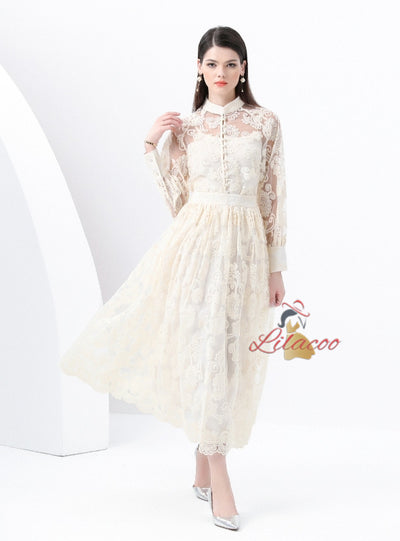 Palace Lantern Sleeve Shirt+Skirt Three-piece Suit