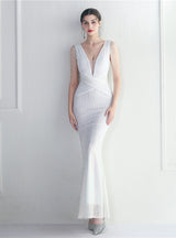 V-neck Sequins Beading Prom Dress