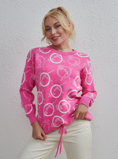 Loose Round Neck Printed Casual Sweater