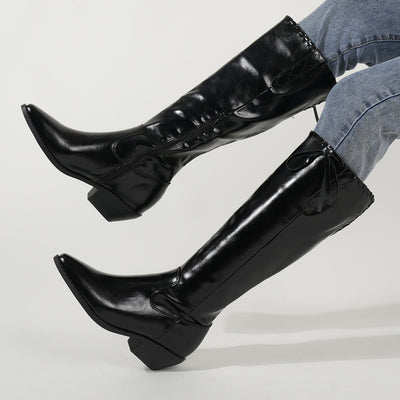 Black Drawstring Slim Joker Boots