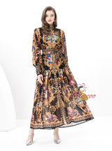 Palace Printed Long Sleeve Party Dress