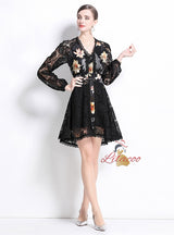 Heavy Deep V-neck Long Sleeve Slim Dress