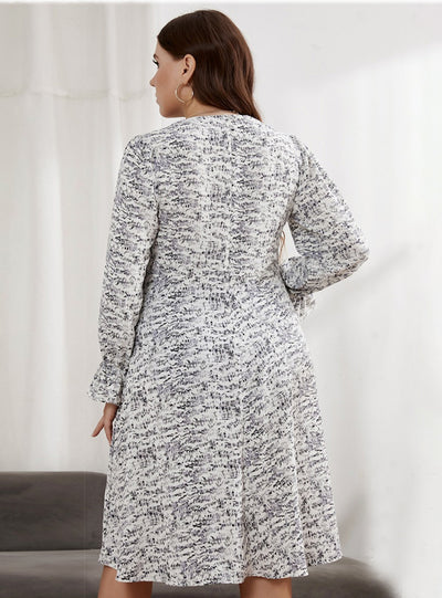 V-neck Long Sleeve Loose Dress