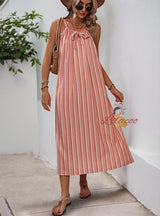 Summer Suspender Striped Loose Dress