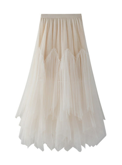 Irregular Pleated Gauze Skirt