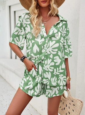 CasualTwo-piece Printed Holiday Style Suit