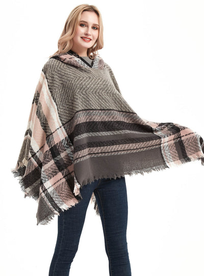 Women Cape Hooded Shawl Cloak