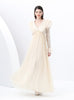 V-neck Long Sleeve Lace Gauze Long Dress