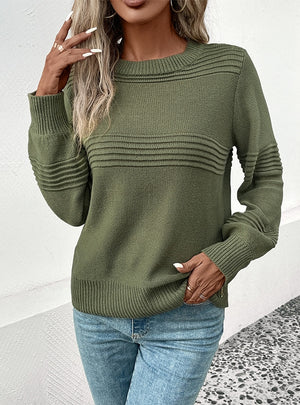 Long Sleeve Solid Color Ladies Sweater