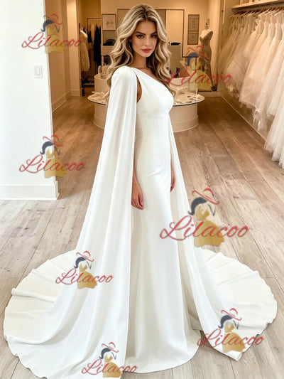 White Mermaid One Shoulder Wedding Dress