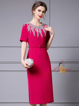 Burgundy Beading Mother Of The Bride Dress