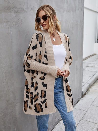 Fashion Leopard Print Cardigan Sweater Coat
