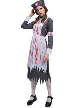 Halloween Horror Printed Fake Blood Nurse's Uniform