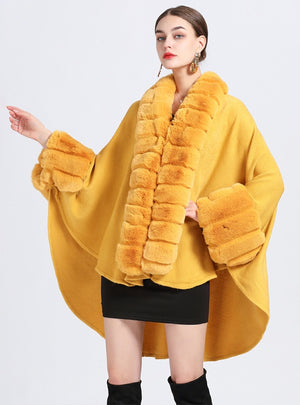 Cardigan Loose Fur Collar Shawl Cloak