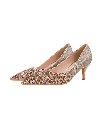 Pointed Gradient Sequined Shoes