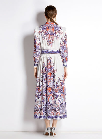 Retro Palace Long Sleeve Printed Slim Dress