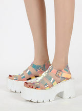 Women Colorful White Platform Sandals