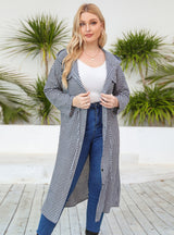 Hat Knee-length Long Sleeve Plaid Coat