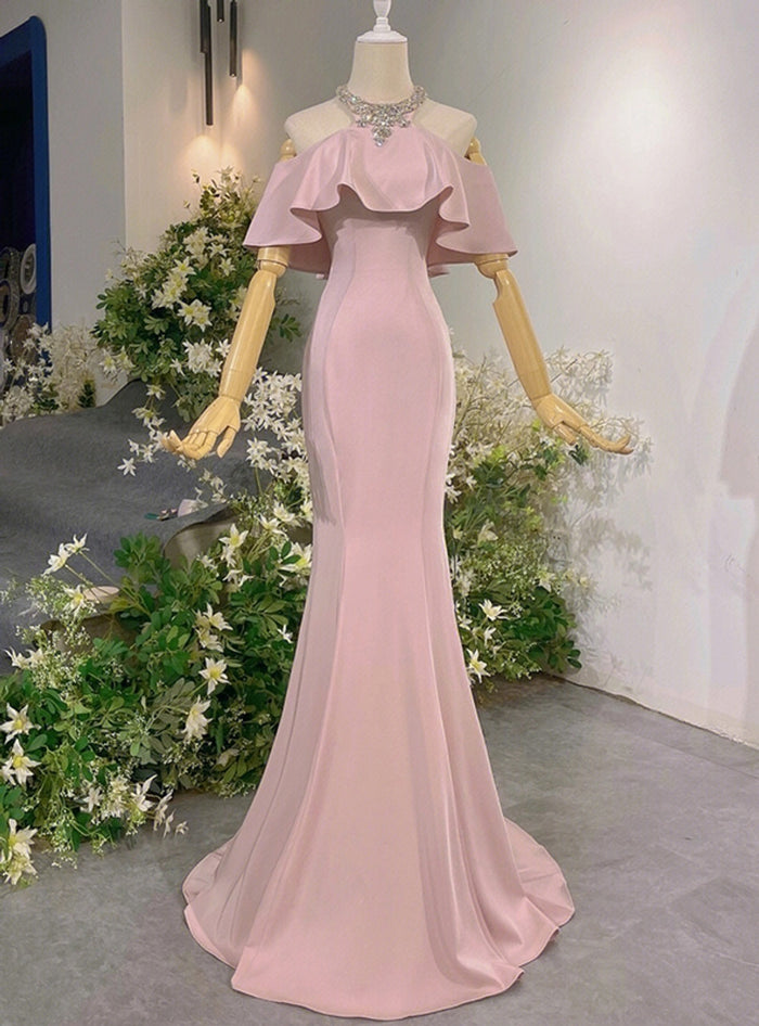 Mermaid Halter Beading Crystal Prom Dress