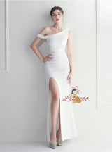 Mermaid One Shoulder Split Prom Dress