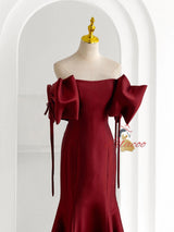 Burgundy Mermaid Satin Prom Dress
