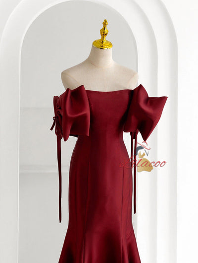 Burgundy Mermaid Satin Prom Dress