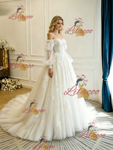Vintage Long Sleeve Tulle Lace Wedding Dress
