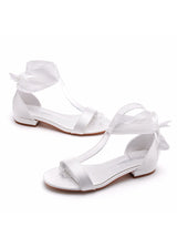 Satin Bridal White Ribbon Sandals