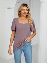 Solid Color Short Sleeve Loose T-shirt