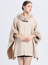 Imitation Rex Rabbit Fur Collar Shawl Cloak