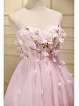 Pink Tulle 3D Flower Homecoming Dress
