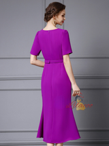 Purple Beading Mother of the Bride Dress