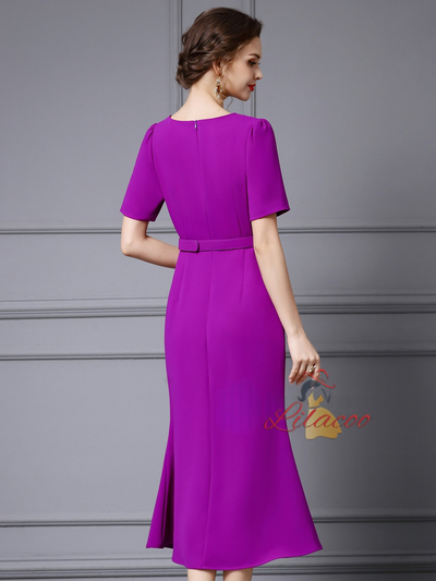 Purple Beading Mother of the Bride Dress