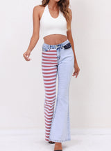 Women's Color Matching Striped Jeans